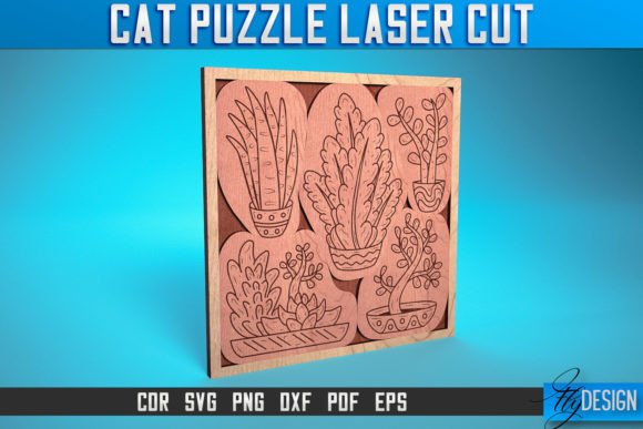 Cat Puzzle Laser Cut SVG for Graphics & Crafts