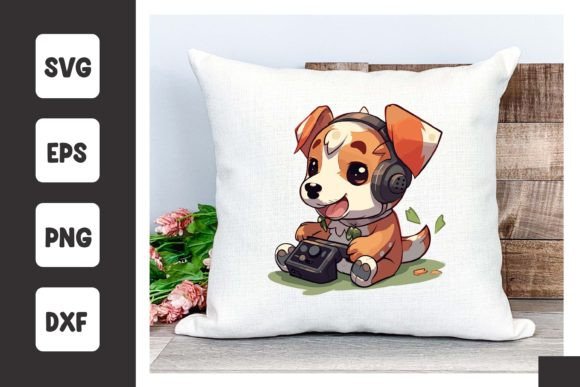 Cute Puppy Playing Video Game SVG Graphics Review
