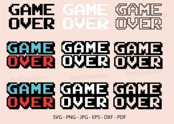 Game Over SVG Bundle – Retro Graphics for Crafts