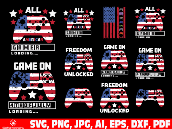 Gamer Video Game Game on 4th of July Graphics for Crafts
