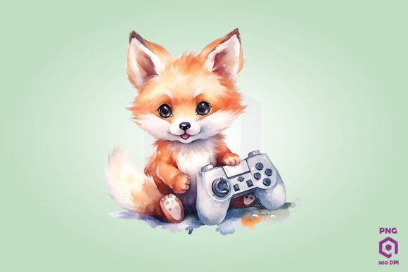 Red Fox Playing Video Game Graphics & Illustrations