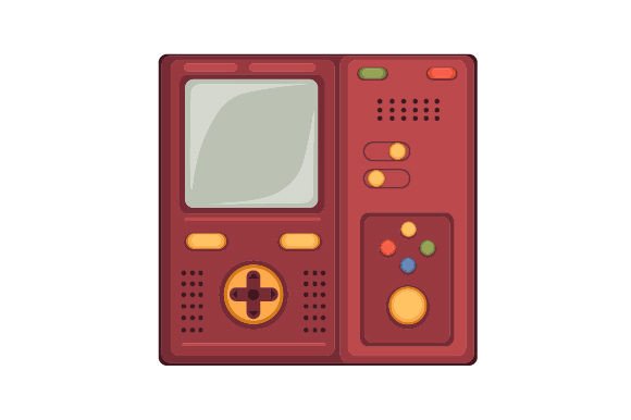 Retro Handheld Game Console: Video Games & Crafts Design Asset