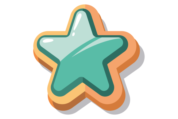 Star Shape Button: Cartoon Game UI Graphics Illustration Review
