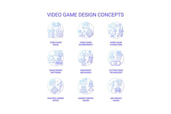 Video Game Design Concept Icons Set