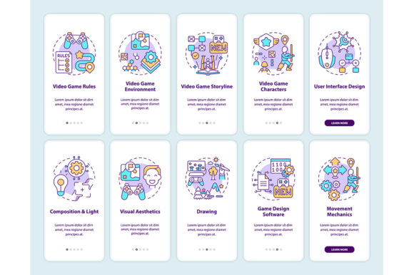 Video Game Design Onboarding App Pages