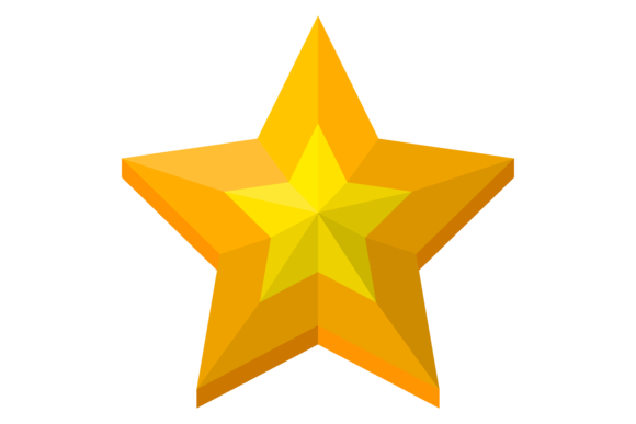 Yellow Star: Five Ray Shape in Game Style Graphics for Illustrations